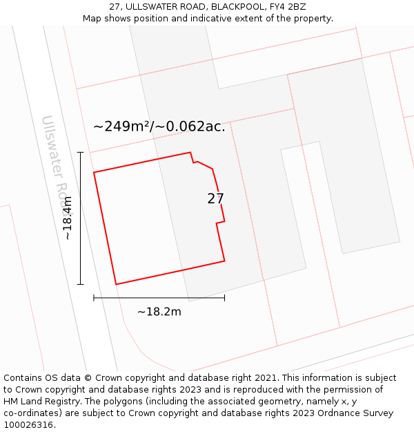 27, ULLSWATER ROAD, BLACKPOOL, FY4 2BZ: Plot and title map