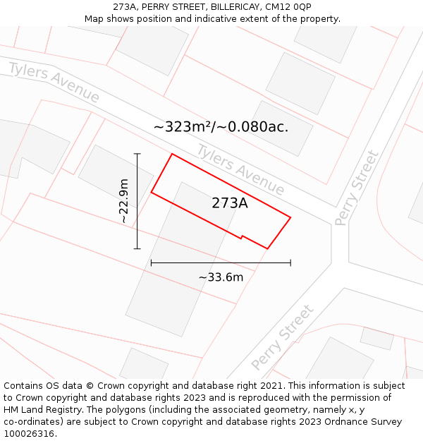 273A, PERRY STREET, BILLERICAY, CM12 0QP: Plot and title map