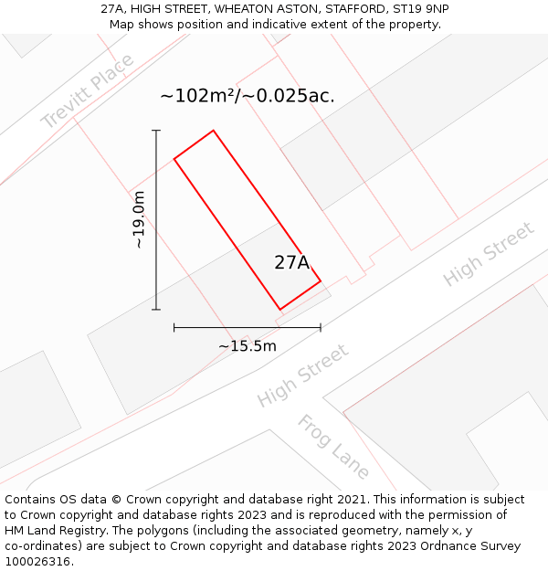 27A, HIGH STREET, WHEATON ASTON, STAFFORD, ST19 9NP: Plot and title map