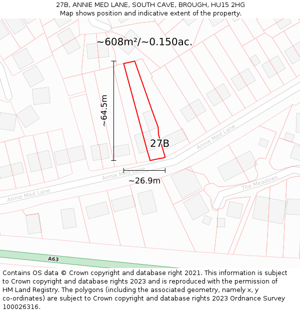 27B, ANNIE MED LANE, SOUTH CAVE, BROUGH, HU15 2HG: Plot and title map