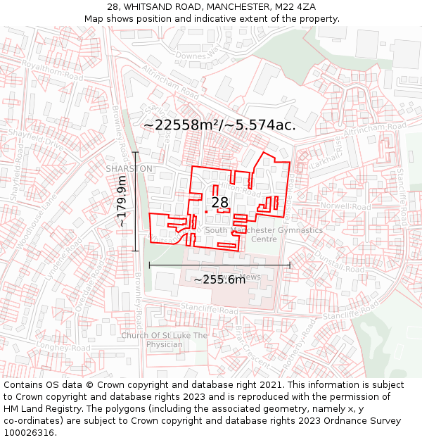 28, WHITSAND ROAD, MANCHESTER, M22 4ZA: Plot and title map