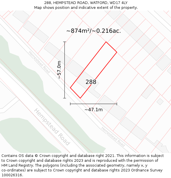 288, HEMPSTEAD ROAD, WATFORD, WD17 4LY: Plot and title map