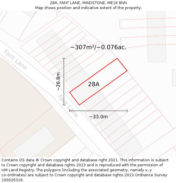 28A, FANT LANE, MAIDSTONE, ME16 8NN: Plot and title map