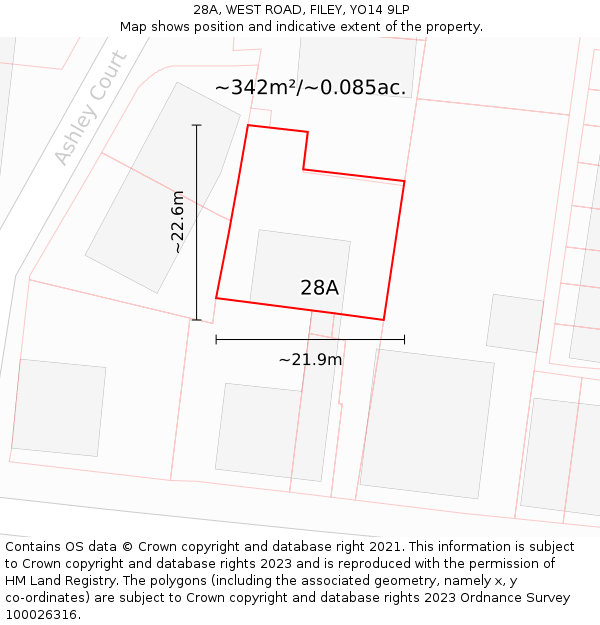 28A, WEST ROAD, FILEY, YO14 9LP: Plot and title map