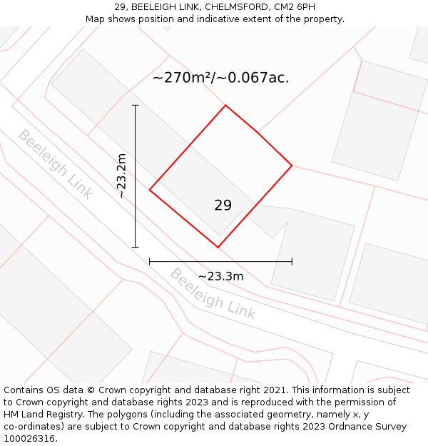 29, BEELEIGH LINK, CHELMSFORD, CM2 6PH: Plot and title map