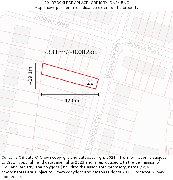 29, BROCKLESBY PLACE, GRIMSBY, DN34 5NG: Plot and title map