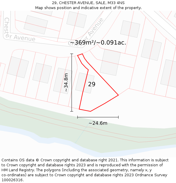 29, CHESTER AVENUE, SALE, M33 4NS: Plot and title map