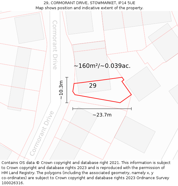 29, CORMORANT DRIVE, STOWMARKET, IP14 5UE: Plot and title map