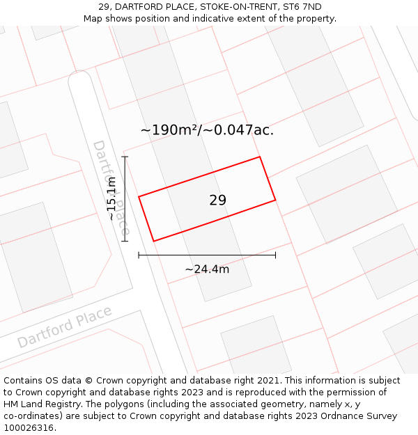 29, DARTFORD PLACE, STOKE-ON-TRENT, ST6 7ND: Plot and title map