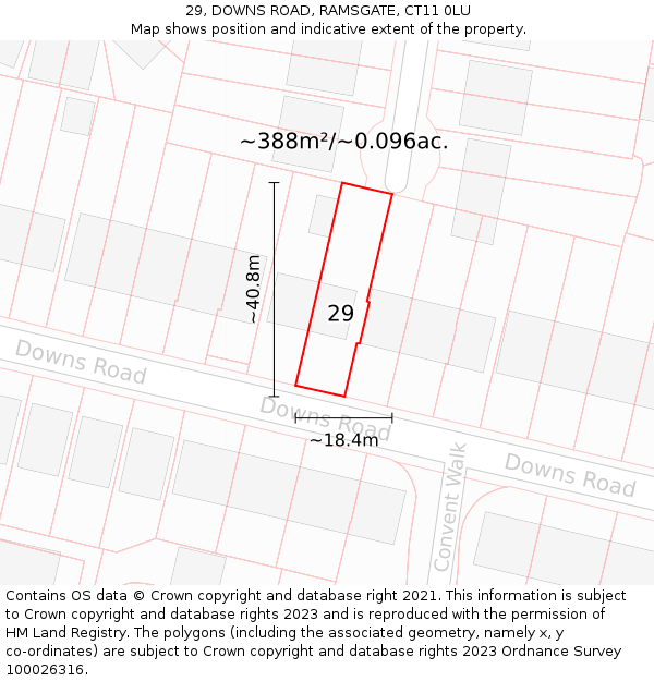 29, DOWNS ROAD, RAMSGATE, CT11 0LU: Plot and title map