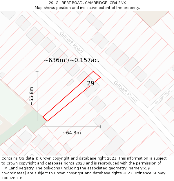 29, GILBERT ROAD, CAMBRIDGE, CB4 3NX: Plot and title map