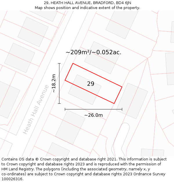 29, HEATH HALL AVENUE, BRADFORD, BD4 6JN: Plot and title map