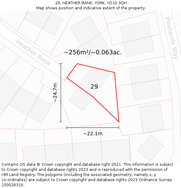 29, HEATHER BANK, YORK, YO10 3QH: Plot and title map