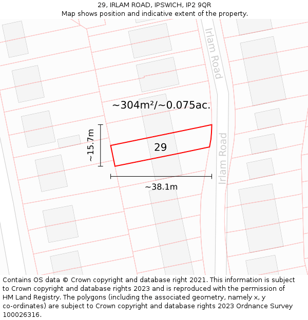 29, IRLAM ROAD, IPSWICH, IP2 9QR: Plot and title map