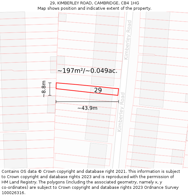 29, KIMBERLEY ROAD, CAMBRIDGE, CB4 1HG: Plot and title map