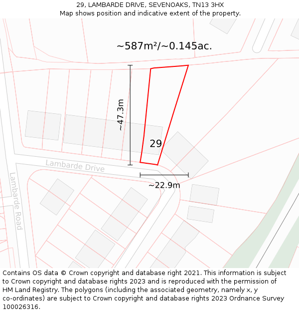 29, LAMBARDE DRIVE, SEVENOAKS, TN13 3HX: Plot and title map