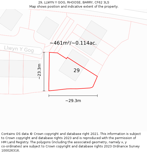 29, LLWYN Y GOG, RHOOSE, BARRY, CF62 3LS: Plot and title map