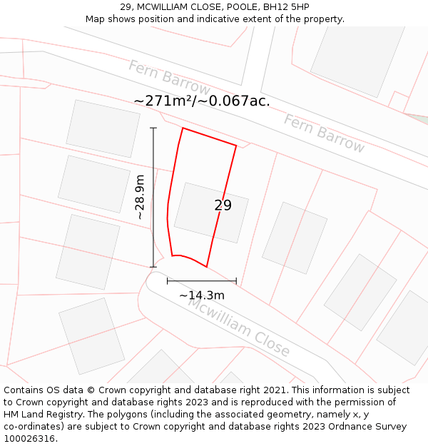 29, MCWILLIAM CLOSE, POOLE, BH12 5HP: Plot and title map