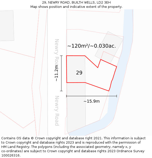 29, NEWRY ROAD, BUILTH WELLS, LD2 3EH: Plot and title map