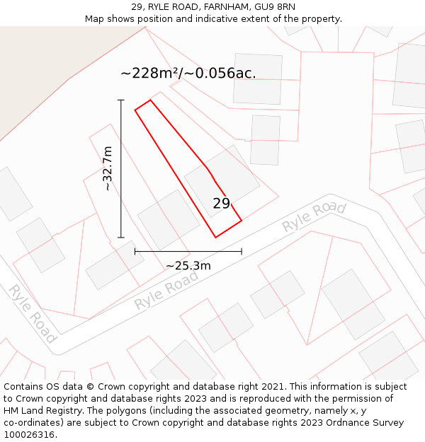 29, RYLE ROAD, FARNHAM, GU9 8RN: Plot and title map