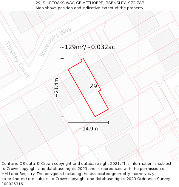 29, SHIREOAKS WAY, GRIMETHORPE, BARNSLEY, S72 7AB: Plot and title map