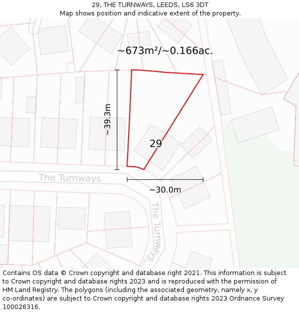 29, THE TURNWAYS, LEEDS, LS6 3DT: Plot and title map