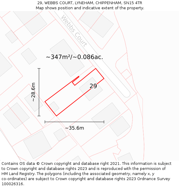 29, WEBBS COURT, LYNEHAM, CHIPPENHAM, SN15 4TR: Plot and title map