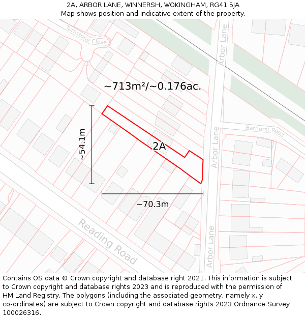 2A, ARBOR LANE, WINNERSH, WOKINGHAM, RG41 5JA: Plot and title map
