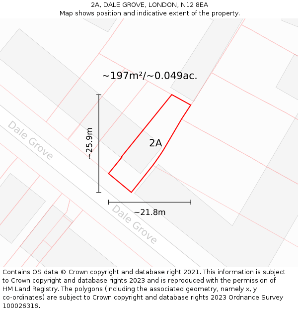 2A, DALE GROVE, LONDON, N12 8EA: Plot and title map