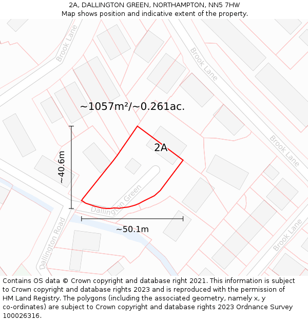 2A, DALLINGTON GREEN, NORTHAMPTON, NN5 7HW: Plot and title map