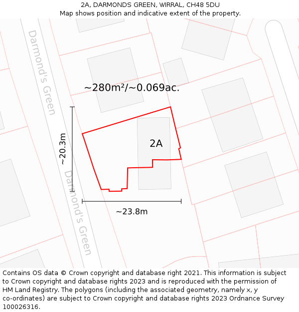 2A, DARMONDS GREEN, WIRRAL, CH48 5DU: Plot and title map