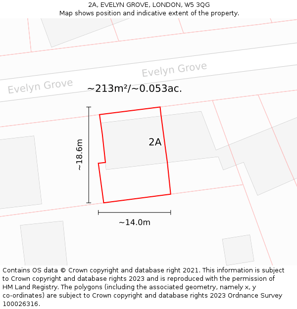 2A, EVELYN GROVE, LONDON, W5 3QG: Plot and title map