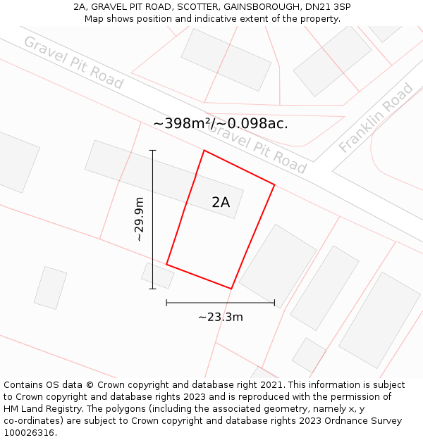 2A, GRAVEL PIT ROAD, SCOTTER, GAINSBOROUGH, DN21 3SP: Plot and title map