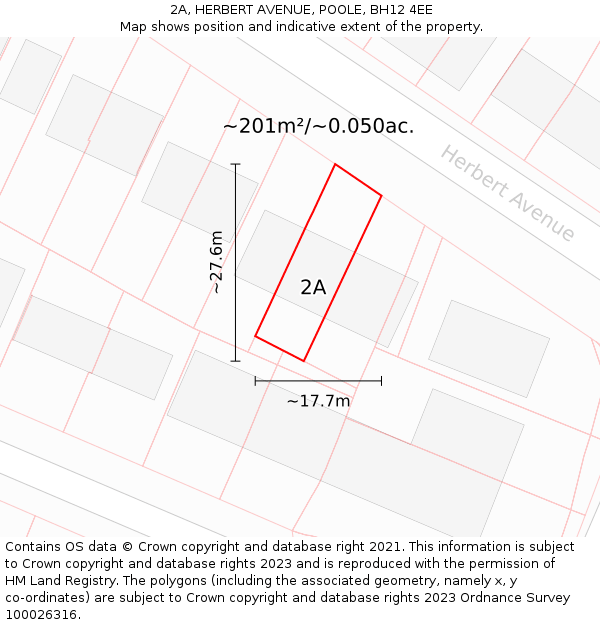 2A, HERBERT AVENUE, POOLE, BH12 4EE: Plot and title map