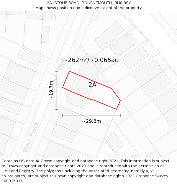2A, STOUR ROAD, BOURNEMOUTH, BH8 8SY: Plot and title map