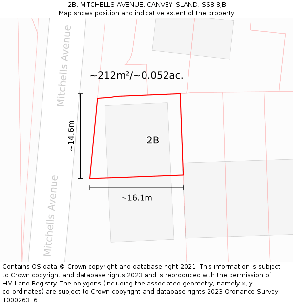 2B, MITCHELLS AVENUE, CANVEY ISLAND, SS8 8JB: Plot and title map