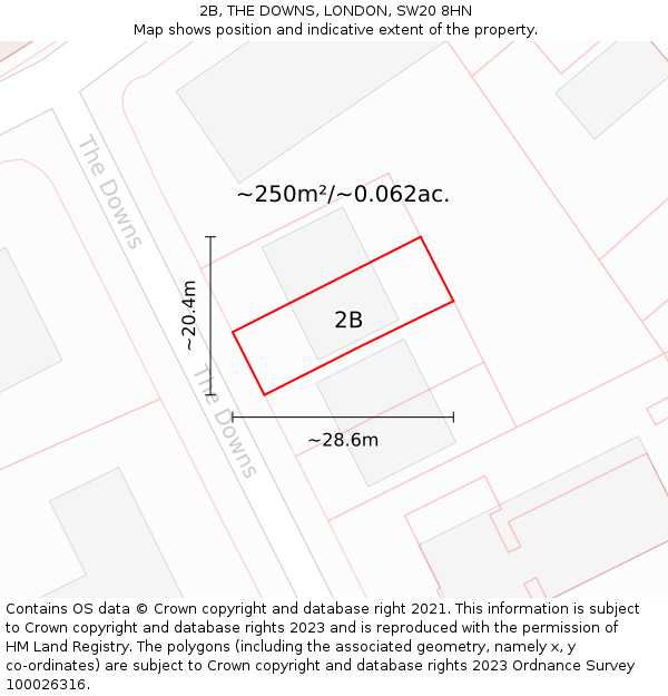 2B, THE DOWNS, LONDON, SW20 8HN: Plot and title map