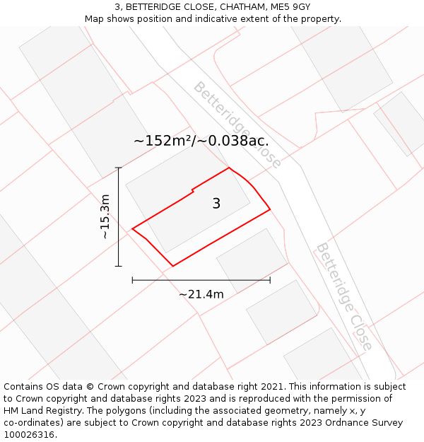 3, BETTERIDGE CLOSE, CHATHAM, ME5 9GY: Plot and title map