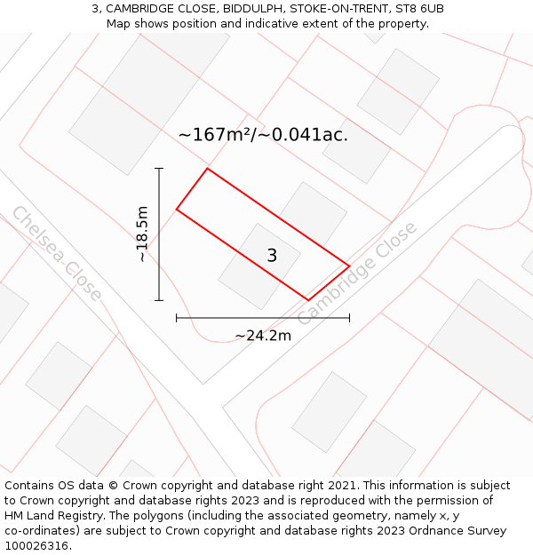 3, CAMBRIDGE CLOSE, BIDDULPH, STOKE-ON-TRENT, ST8 6UB: Plot and title map