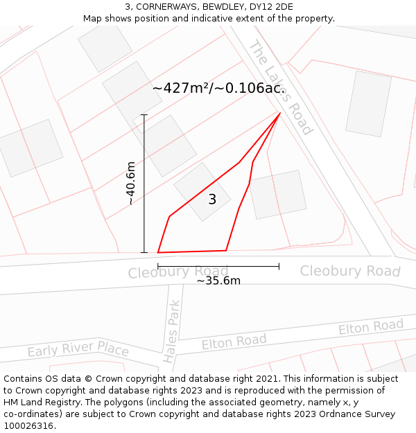 3, CORNERWAYS, BEWDLEY, DY12 2DE: Plot and title map