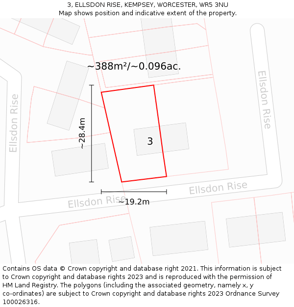 3, ELLSDON RISE, KEMPSEY, WORCESTER, WR5 3NU: Plot and title map