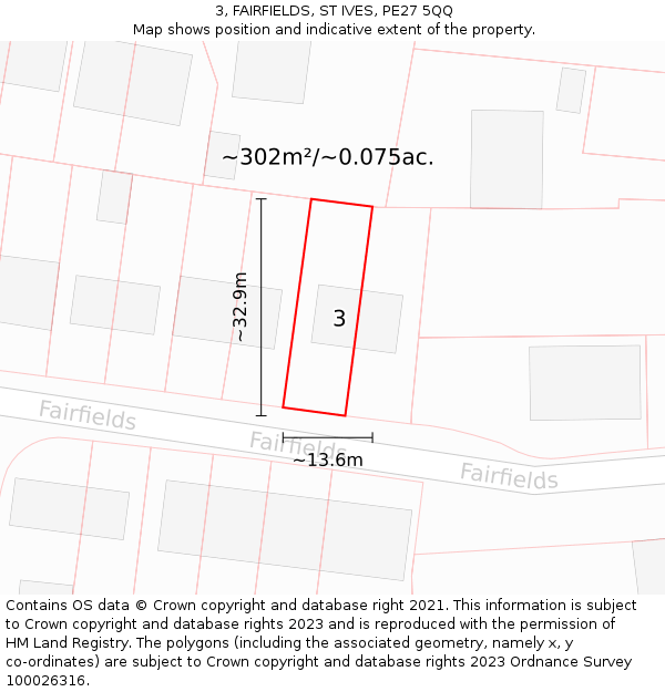 3, FAIRFIELDS, ST IVES, PE27 5QQ: Plot and title map