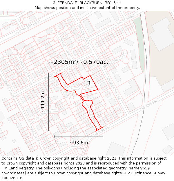 3, FERNDALE, BLACKBURN, BB1 5HH: Plot and title map