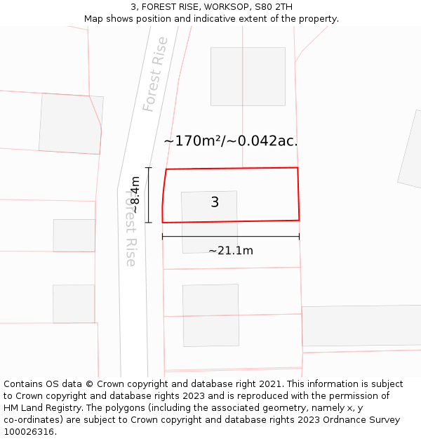 3, FOREST RISE, WORKSOP, S80 2TH: Plot and title map