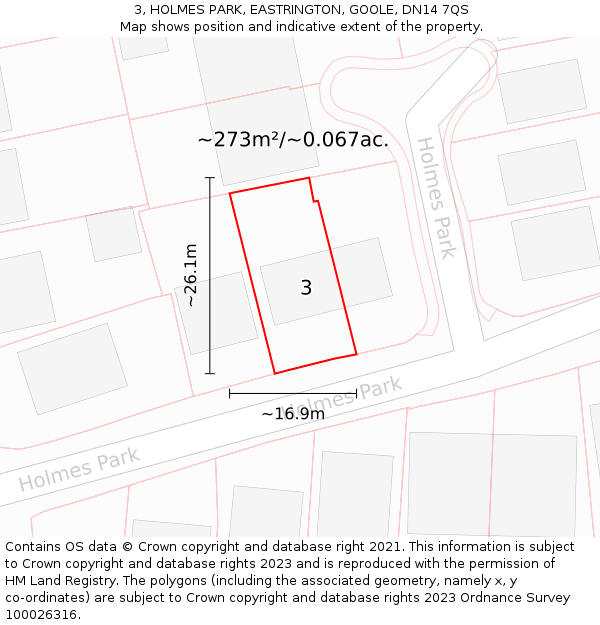 3, HOLMES PARK, EASTRINGTON, GOOLE, DN14 7QS: Plot and title map