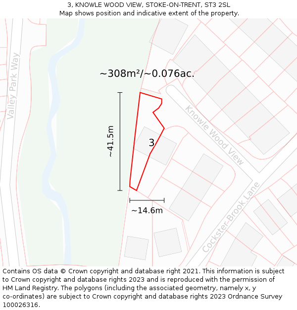 3, KNOWLE WOOD VIEW, STOKE-ON-TRENT, ST3 2SL: Plot and title map