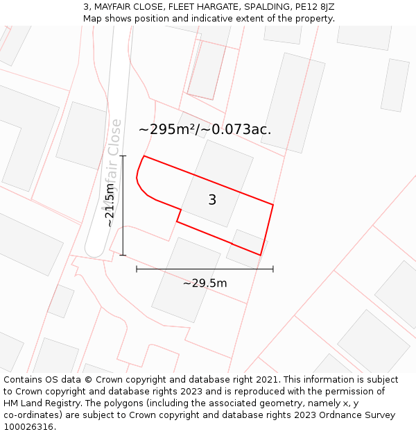 3, MAYFAIR CLOSE, FLEET HARGATE, SPALDING, PE12 8JZ: Plot and title map