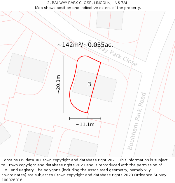 3, RAILWAY PARK CLOSE, LINCOLN, LN6 7AL: Plot and title map