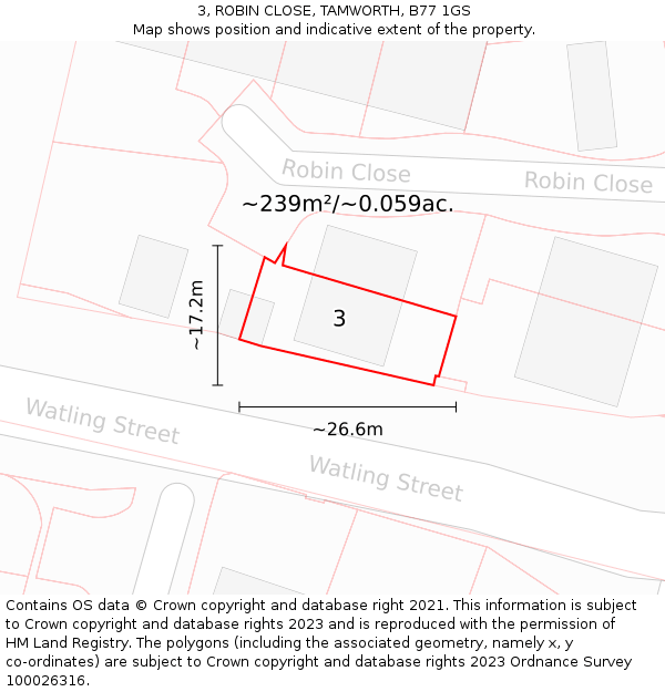 3, ROBIN CLOSE, TAMWORTH, B77 1GS: Plot and title map