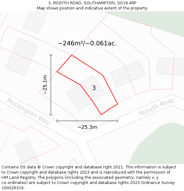 3, ROSYTH ROAD, SOUTHAMPTON, SO18 4RP: Plot and title map